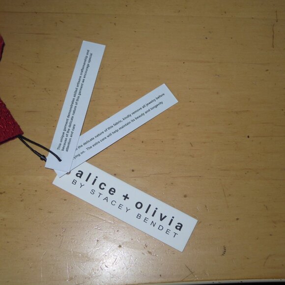 Alice + Olivia designer short red skirt embroidered size 0 NWT - Picture 8 of 8